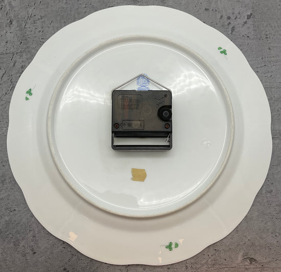 Porzellan Uhr, Herend Indisch Grün, Wanduhr Indian Basket Fleur des Indes