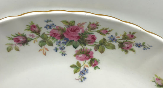 Royal Albert Moss Rose Bone China Goldrand Kuchenplatte Servierplatte