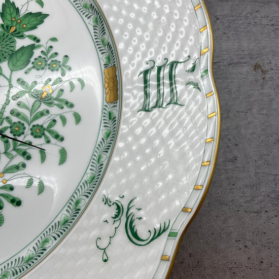 Porzellan Uhr, Herend Indisch Grün, Wanduhr Indian Basket Fleur des Indes