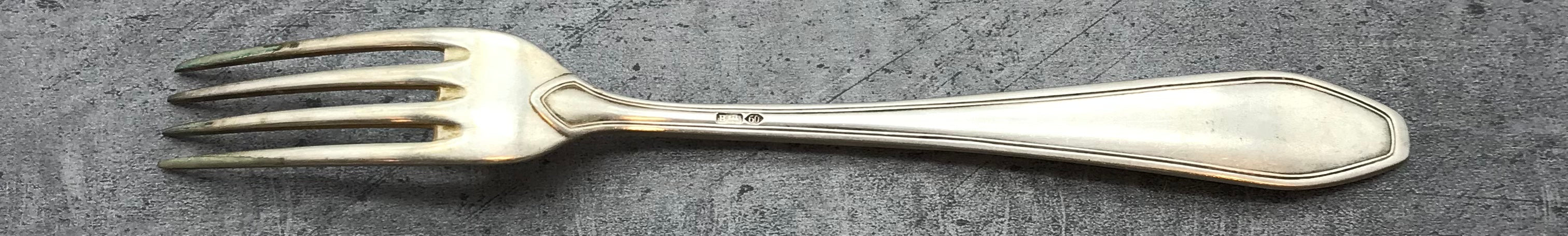 Besteck, Gabeln, 9 Stk. 60er versilbert