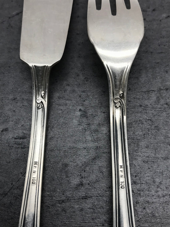 Fischbesteck, 4 Tlg., MFN 100er Silber, 2 Gabeln und 2 Messer