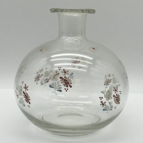 Glasvase Blumenvase Tischvase - Bauchvase mit Blumenmuster