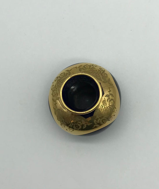 Kleine Vase Dunkelblau Gold Blumen Dekor