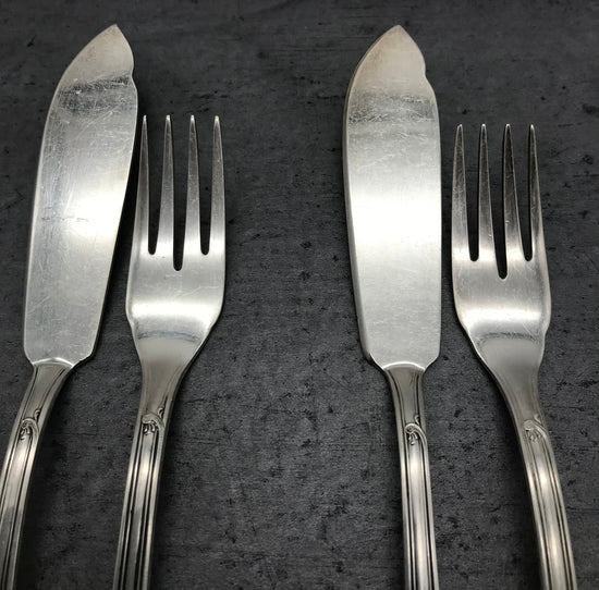 Fischbesteck, 4 Tlg., MFN 100er Silber, 2 Gabeln und 2 Messer
