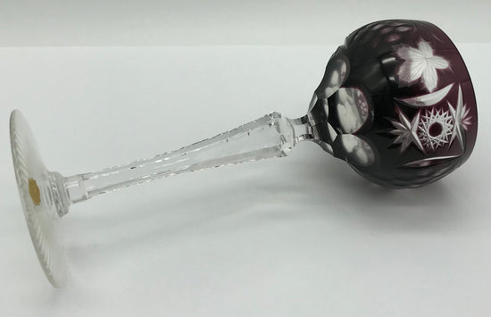 Kristall Weinglas Römer lila handgeschliffen, Echt Bleikristall