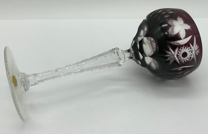 Kristall Weinglas Römer lila handgeschliffen, Echt Bleikristall