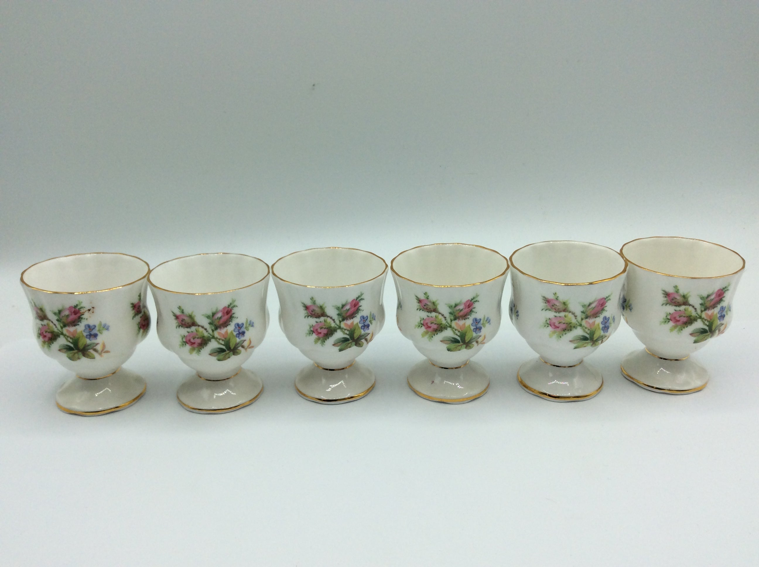 6 x Royal Albert-Porzellan-Bone China-England-Moss Rose-Eierbecher