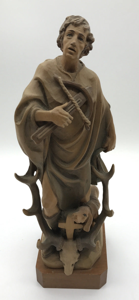Holzfigur Jäger mit Hund und Armbrust, Holz geschnitzt, 28 cm hoch