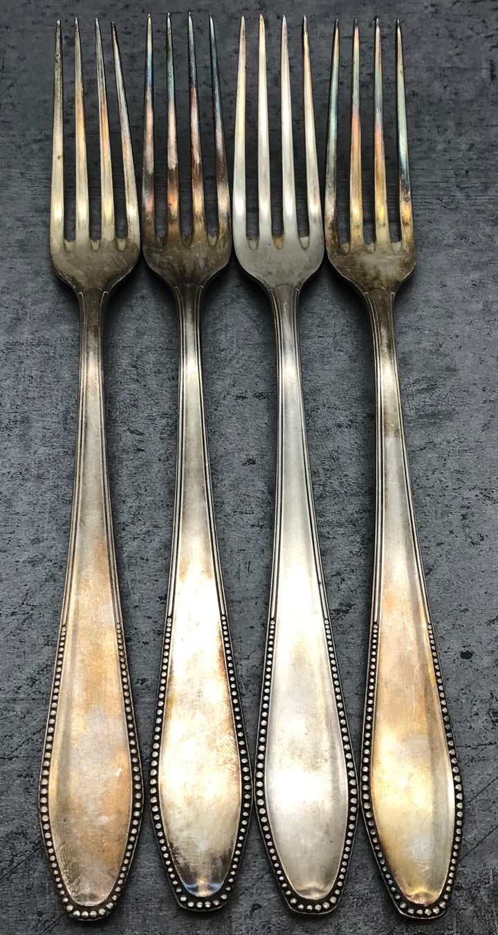 Besteck, Gabeln, 4 Stk. 60er versilbert