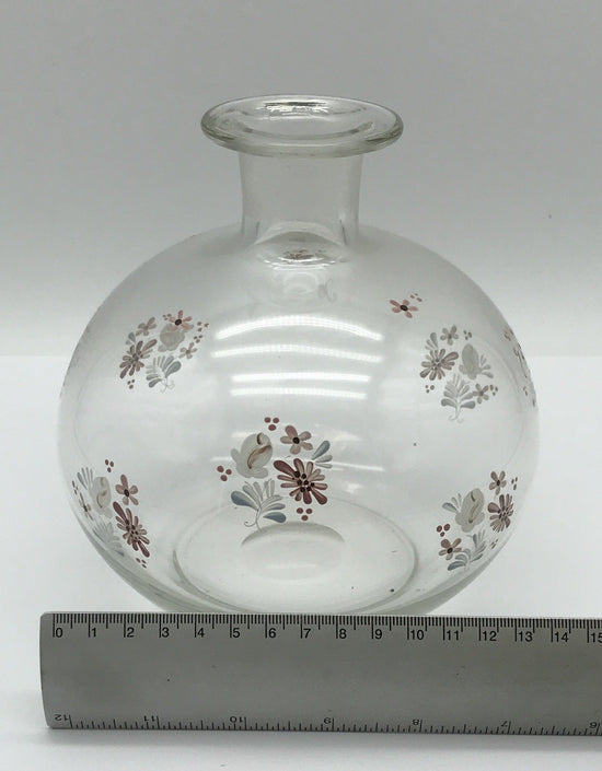 Glasvase Blumenvase Tischvase - Bauchvase mit Blumenmuster