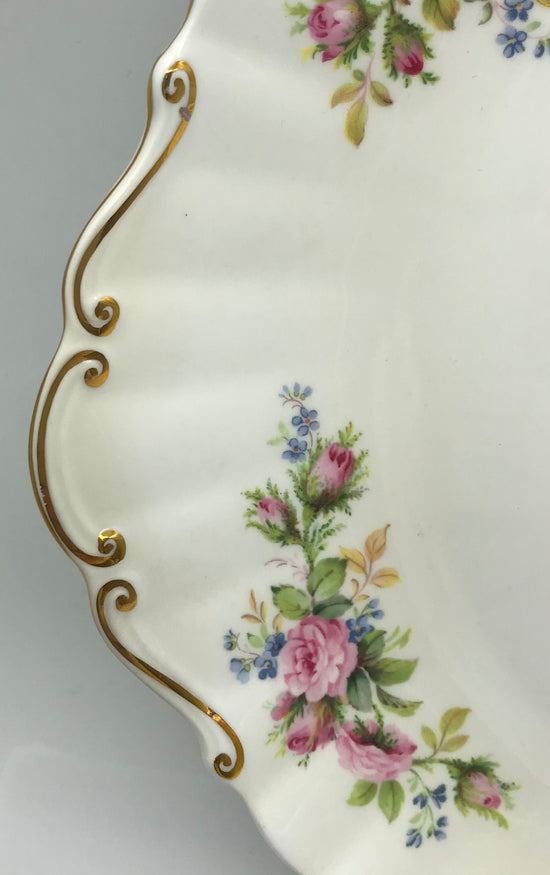 Royal Albert Moss Rose Bone China Goldrand Kuchenplatte Servierplatte