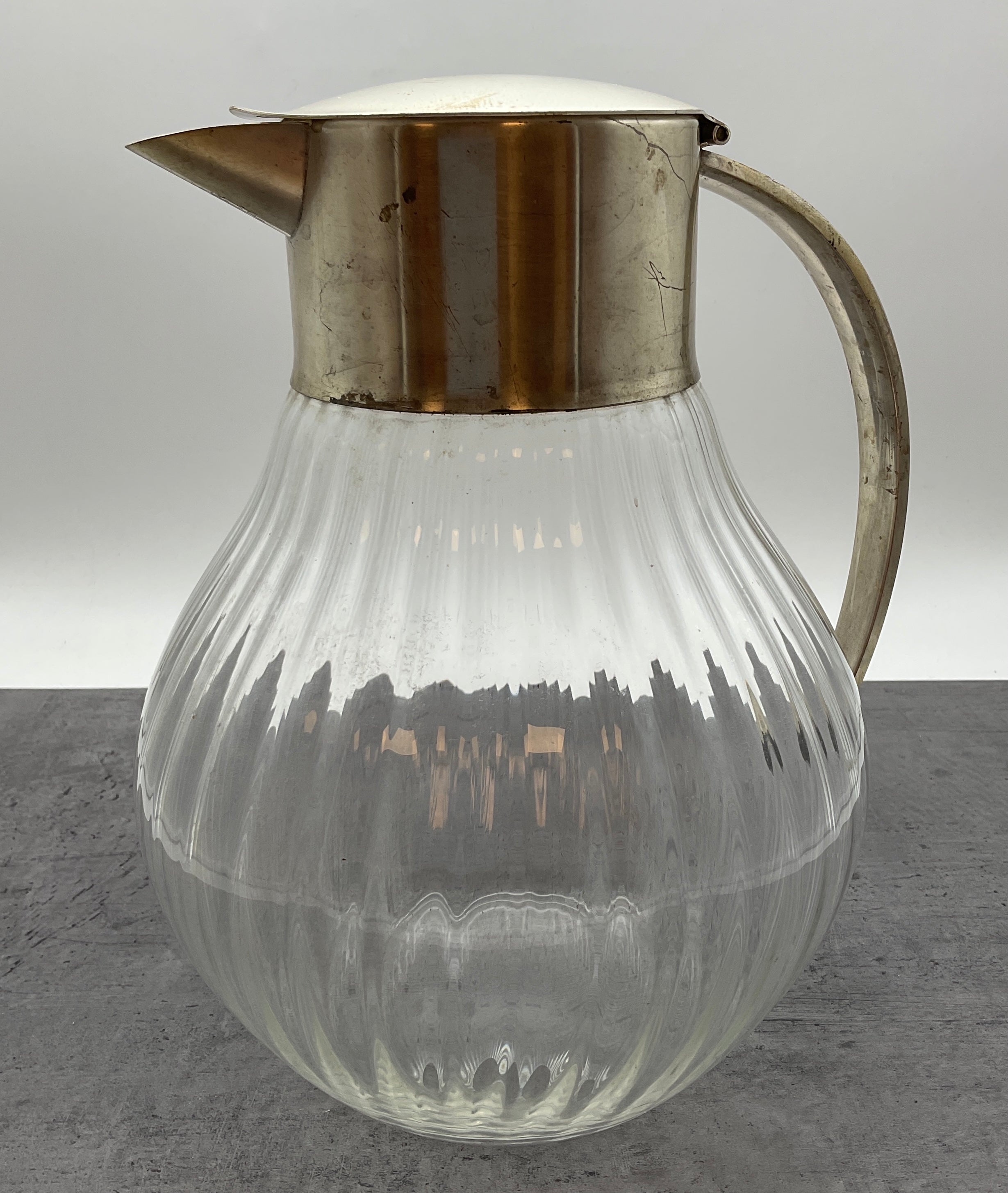 große bauchige Glas Karaffe mit klapp Deckel