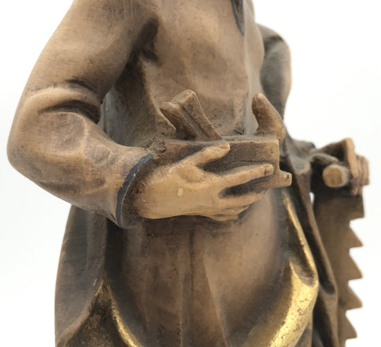 Josef als Handwerker mit Langsäge, Holzgeschnitzt, 30 cm hoch