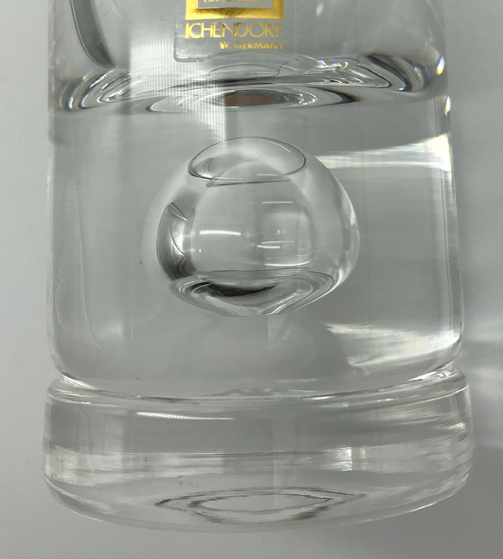 ICHENDORF Trinkglas mit Kugel Höhe ca. 19 cm, mit Gravur