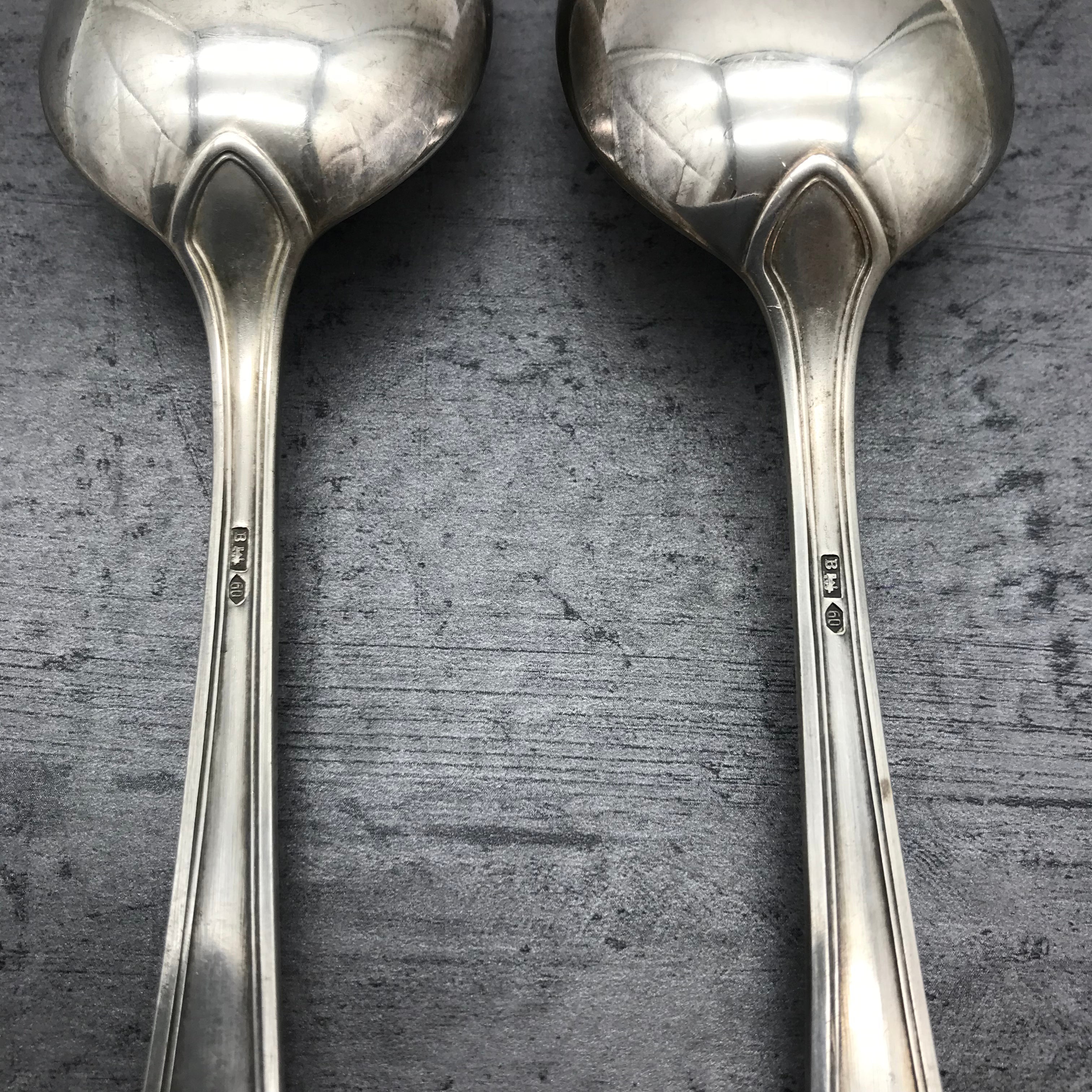 2 Stk. Esslöffel, Löffel, 60er versilbert